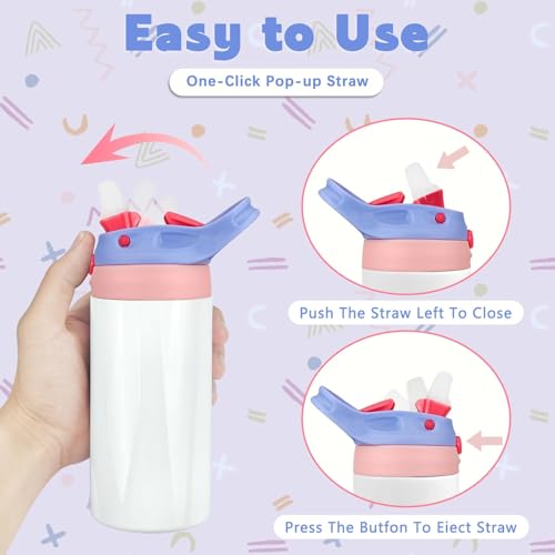 12oz Replacement Lid with 2 Straws for Kid Tumbler,Leak-Proof and Spill-Proof Straw Lids for ZONEGRACE Mocaru,BPA Free,Inner Diameter2.4IN (Purple,1 Pack) - color: Purple