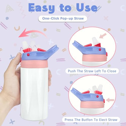 12oz Replacement Lid with 2 Straws for Kid Tumbler,Leak-Proof and Spill-Proof Straw Lids for ZONEGRACE Mocaru,BPA Free,Inner Diameter2.4IN (Purple,1 Pack) - color: Purple
