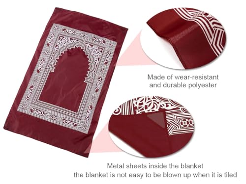 8PCS Portable Travel Prayer Mat with Compass, 60CM x 100CM Waterproof Polyester Prayer Rug, Muslim Travel Prayer Mat, for Ramadan Gifts, Islamic Muslim Prayer (4 Colors)
