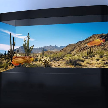 Reptile Habitat Background, Retro Desert Oasis Cactus Terrarium Background 24X16 in Background with 8 EVA Double-Sided Tape - color: desert01, size: 24X16in/60X40cm