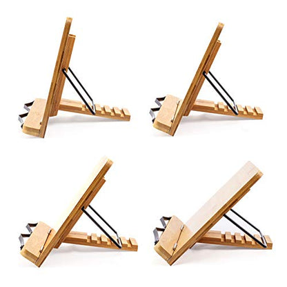 (49.68 x 35.6cm(19.68 x 14인치)) 엑스트라 라지 A+ XL 대나무 책 스탠드, 교과서 독서, 핸즈프리, 요리책 스탠드, 노트북, 아이패드, 태블릿 PC, 음악책, 조절 가능한 마더보드 각도