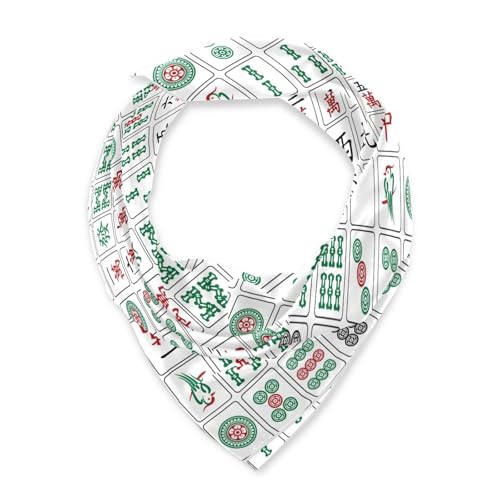 Bandana Square Head Scarf for Women Satin Hair Wrap Fashion Headband 27" - color: Mahjong Tiles