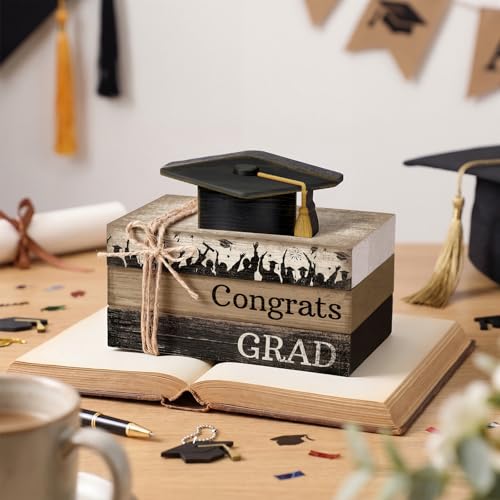 4 Pcs Graduation Table Decorations Graduation Tiered Tray Decorations Class of 2026 Wooden Decorative Books Block Centerpiece Farmhouse Congrats Grad Sign Gifts for Home Shelf Office - style: Car