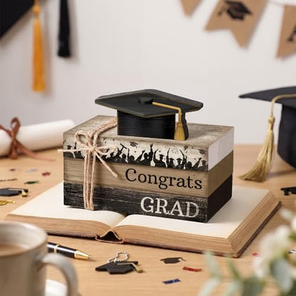 4 Pcs Graduation Table Decorations Graduation Tiered Tray Decorations Class of 2026 Wooden Decorative Books Block Centerpiece Farmhouse Congrats Grad Sign Gifts for Home Shelf Office - style: Car
