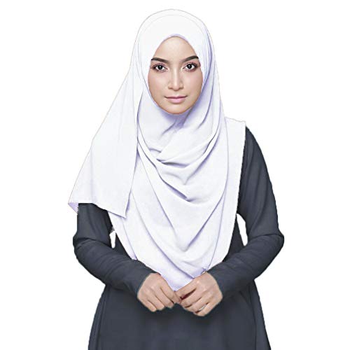 LMVERNA Solid Color Bubble Chiffon Scarf for Women Fashion Soft Hijab Long Scarfs Wrap Scarves - color: White