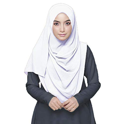 LMVERNA Solid Color Bubble Chiffon Scarf for Women Fashion Soft Hijab Long Scarfs Wrap Scarves - color: White