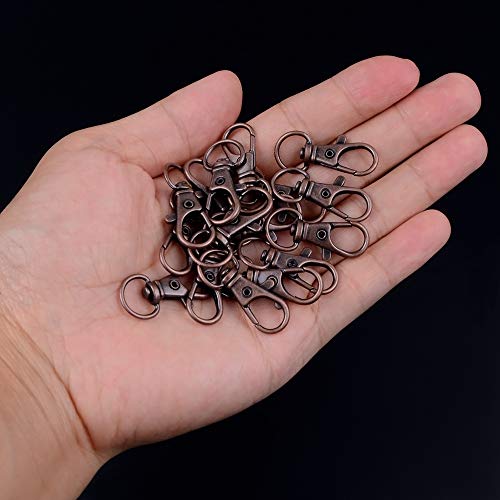 120PCS Premium Swivel Lanyard Snap Hook with Key Rings, Metal Keychain Hooks for Jewelry Making, Crafts (red Bronze) - color: Ancient red copper