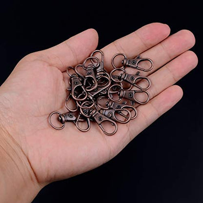 120PCS Premium Swivel Lanyard Snap Hook with Key Rings, Metal Keychain Hooks for Jewelry Making, Crafts (red Bronze) - color: Ancient red copper