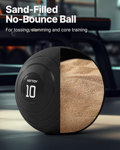 YOTTOY Medicine Ball for Exercise-slam Ball for 6&10&15 lb,Non Slip Grip,Durable Construction,Sand Filling Training,Workout,Gym for Man&Woman