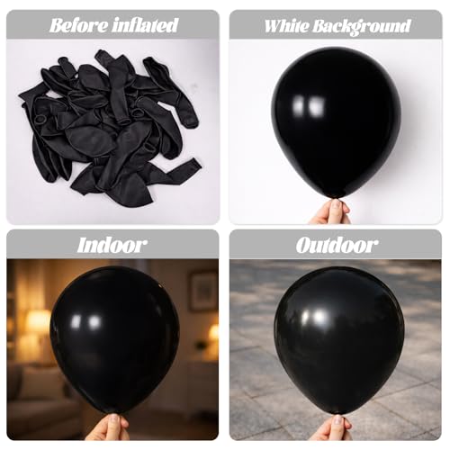 Voircoloria 130pcs Black Balloons Garland Arch Kit, 18 12 10 5 Inch - color: 04 Black, size: 5/10/12/18 inch - 130pcs
