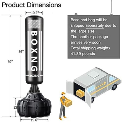 Freestanding Punching Bag with Boxing Gloves, Heavy Boxing Bag with Stand for Adult, Standing Kickboxing Bag - color: Black Boxing 70.5'' with Boxing Gloves and Wrist Guard