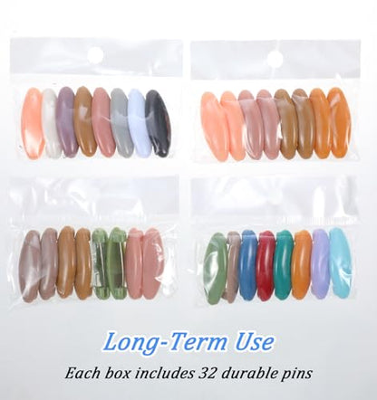 32 Pcs Hijab Pins for Women, Scarf Pins & Safety Locking Scarf Clips – Colourful Plastic Oval Hijab Pin Set for Muslim Adult Shawls Scarves 8 Colours