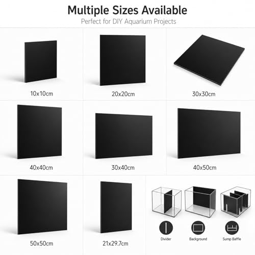 Black Acrylic Panel Aquarium Background Board Partition Board Sump Baffle for DIY Aquariums, One Side Matte One Side Glossy, Opaque,Thickness 4mm,300x300mm - color: Thickness 4mm, size: 300x300mm