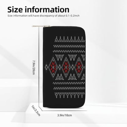 Geometric Pattern PU Leather Long Wallet for Women Men, Zipper Clutch Wallet RFID Card Holder Organizer - color: Geometric Pattern
