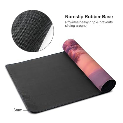 XXL Gaming Mouse Pad 35.4x15.7 Inch, Large Extended Desk Mat | Cherry Blossom Design, Non-Slip Rubber Base, Water-Resistant Surface and Stitched Edges for Gaming, Office & Home - color: Cherry Blossom
