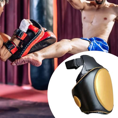 Yiju Kickboxing Thigh Pad Leg Kick Pad Versatile Body Protector Protect Pad for Taekwondo Karate Boxing Coach Trainer Equipment - color: Gold Left