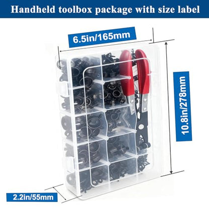 340Pcs 6-22mm Spring Band Hose Clamps Kit,12 Sizes Spring Pipe Clamps with Swivel Flat Hose Clamp Plier,Low Pressure Air Clip Strap Clamp for Silicone Vacuum Hose Clamp Fuel Line Clamps - color: Black-340pcs + Plier