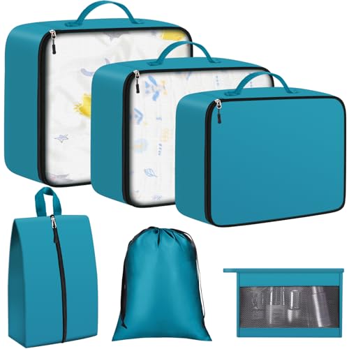 8 Set Packing Cubes for Travel Essentials, Packing Bags, Carrry-On Travel Accessories, Suitcase Organizers with Sturdy Zippers, Luggage Organizer for Airplane, Camping, Road Trip (Green) - color: Green
