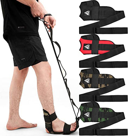 RDX Yoga Stretching Strap, Ankle Ligament Stretcher Belt with Loops Ligament Stretch Band, Fitness Leg Stretcher for Plantar Fasciitis, Foot Stretch Assist for Hamstring, Flexibility Exercise - color: Camo Peach