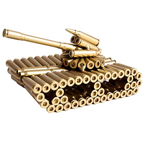 Bullet Shell Casing Shaped Army Tank Metal Sculpture,Great Decorative Artwork Model Gift for Home,Study Room Decorations (Gold Disc Style) - color: Disc Tank