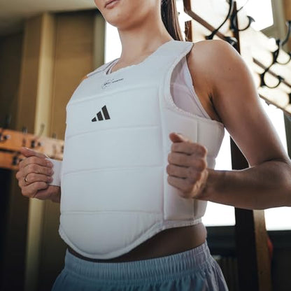 adidas WKF Approved Karate Chest Protector - White w/ Black Logo - size: XX-Small