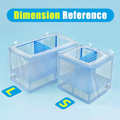 AQUANEAT Fish Tank Breeder Large Mesh Net Fry Saver Aquarium Spawn Hatchery Isolation with Suction Cups Hatchery Incubator for Shrimp Betta - size: Large
