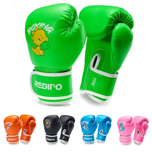 Kids Boxing Gloves, Youth Boxing Training Gloves for Kids 3-9 Year Boys and Girls, 4&6OZ Fighting Gloves, Punching Bag Kickboxing Thai Mitts MMA Training Sparring Gloves - color: Green, size: 6OZ
