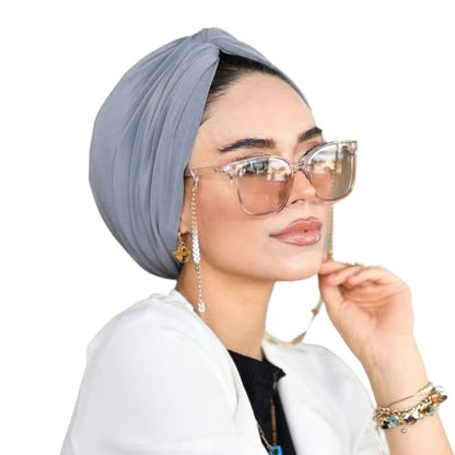 para life Knot Turbans for Women, Breathable Instant Turban|Standard Size Cotton|Pre-tied Scarf, Hijab Cap&Undercap - color: Grey