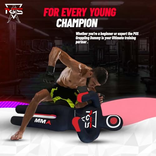 MMA Grappling Dummy Brazilian JIU Jitsu BJJ Punching Bag for Self Defense Wrestling Judo Karate Boxing Throwing Submission Standing Position - UNFILLED - color: Black Red, size: 4FT / 47"