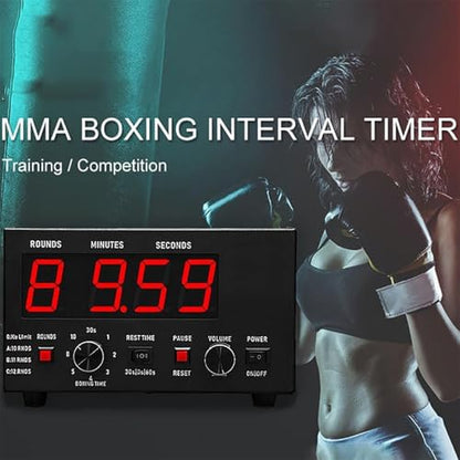 Professional Boxing Interval Timer, Race Timer, Gym Interval Timer with Led Display, Selectable Workout Time and Cycle Repeats, Adjustable Sound, Timer