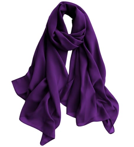 Harewom Chiffon Hijab for Women Sheer Shawl and Wraps for Wedding Bridal Scarves Summer Lightweight Sun-proof Scarf - color: Purple Chiffon Hijab Shawls Scarves