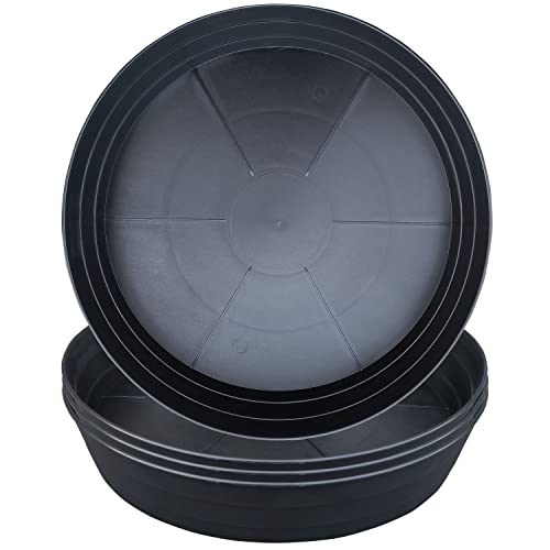 Plant Saucer 4 Pack 10 inch Heavy Drainage Tray for Indoors No Holes, 12 14 16 18 20 25 Inch Plastic Plant saucers Water Catcher for Pots Base Extra-Deep Plant Trays for Flower Pot (10 Inch, Black) - color: Black, size: 10in (4 Pack)