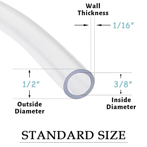 DAVCO 3/8" ID x 50ft Clear Vinyl Tubing, Low Pressure Flexible PVC Tubing, Heavy Duty UV Chemical Resistant Lightweight Plastic Vinyl Hose, BPA Free and Non Toxic - size: 3/8"ID, style: 50 Feet
