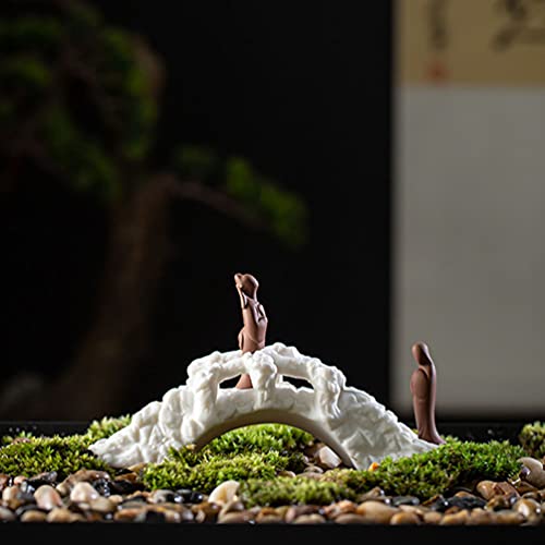 Cabilock 1pc Ornaments Miniture Decoration Zen Arc Bridge Climbing Ladder for Arch Plank Table Top Decor Mini Doll House Terrarium Bridge Glass Decor Ceramics Fish Tank Accessories White