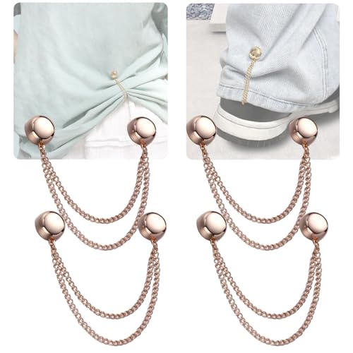4 Pack Multi-Function Magnetic Clothing Clips, Magnetic Strength Buttons Powerful Hijab Magnets Chain Multi-Purpose Pinless Brooch for Cardigan Shawl Clothing Accessories Cuff Hem (Rose Red) - color: Rose Red