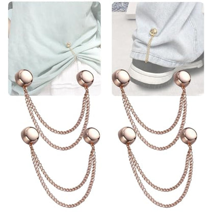 4 Pack Multi-Function Magnetic Clothing Clips, Magnetic Strength Buttons Powerful Hijab Magnets Chain Multi-Purpose Pinless Brooch for Cardigan Shawl Clothing Accessories Cuff Hem (Rose Red) - color: Rose Red