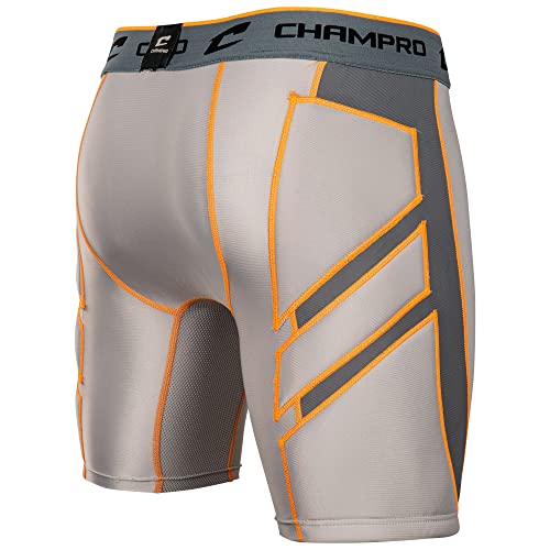 CHAMPRO Wind Up Youth Compression Sliding Shorts - color: Grey, size: Small