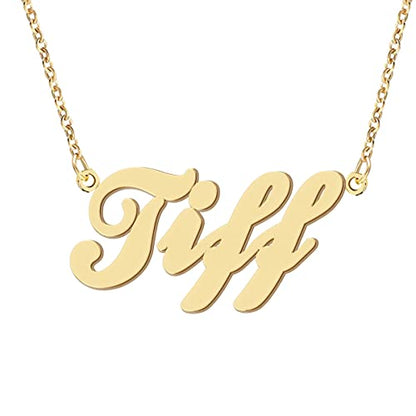 Name Necklace Personalized Engraved Name Pendant for Womens Friends - style: Tiff - Gold