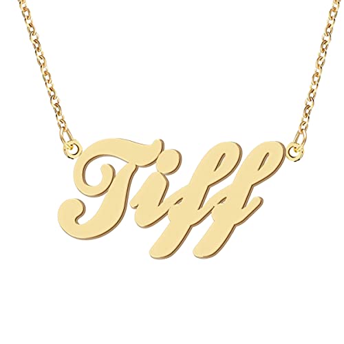 Name Necklace Personalized Engraved Name Pendant for Womens Friends - style: Tiff - Gold