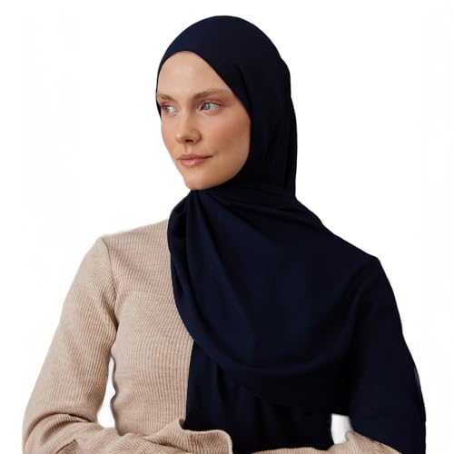 Modest Summer Woven Hijab | Premium Lightweight, Soft Touch Hijab for Women - color: Navy