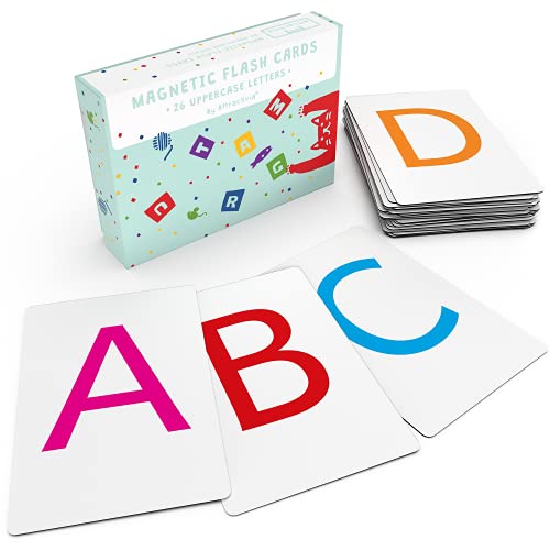 Attractivia Magnetic Big Alphabet ABC Flash Cards - 26 Sturdy Uppercase Large Letters - for Classroom Teachers, Homeschool, ESL, Toddlers 2-4 Years, Kids and Adults - style: Uppercase
