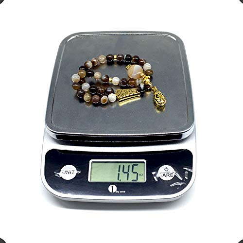 -ELEGANCE COLLECTION- Prayer Beads-Tesbih-Tasbih-Tasbeeh-Misbaha-Masbaha-Subha-Sebha-Sibha-Rosary (BANDED AGATE Stone (8mm -33 Beads))