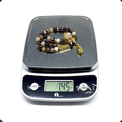 -ELEGANCE COLLECTION- Prayer Beads-Tesbih-Tasbih-Tasbeeh-Misbaha-Masbaha-Subha-Sebha-Sibha-Rosary (BANDED AGATE Stone (8mm -33 Beads))
