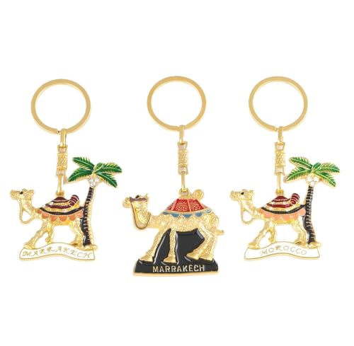 3Pcs Morocco Travel Alloy Keychain MARRAKECH Camel Keychain, MARRAKECH Travel Souvenir