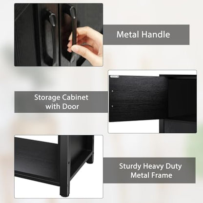 BEURUKU 40 Gallon Tank Stand with Cabinet and Power Outlets, Heavy Duty Metal Aquarium Stand for 40-50 Gallon Breeder Tank, Turtle Tank, Double Terrarium Stand, 660LBS Capacity, Black - color: Black, size: 40-50 Gallon