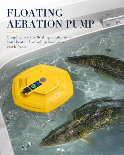 2026 New Bait Bucket Aerator for Fishing, Floating & Rechargeable IPX7 Waterproof Oxygen Pump, Ultra-Quiet Bubbler for Live Minnows, Portable Fish Tank & Aquarium Aerator
