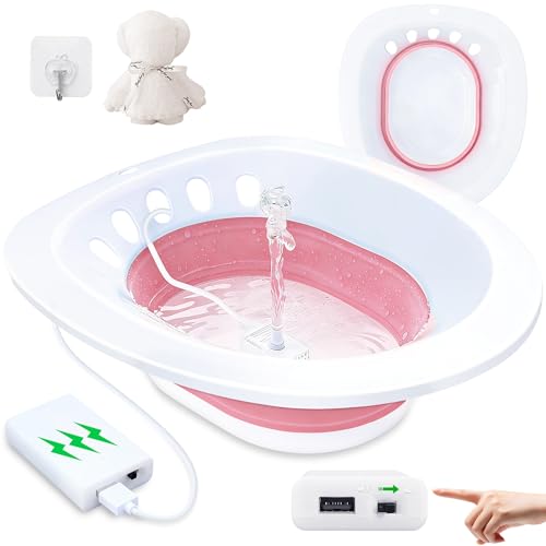 Electric Sitz Bath, Sitz Bath for Hemorrhoids, Sitz Bath for Toilet Seat, Sitz Bath for Postpartum Care, Sits Bath Kit for Women, Automatic Flushing, Foldable, Fits Universal Toilet (Pink Electric) - color: Pink Electric