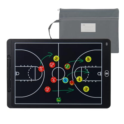 Magnetic LCD Basketball Coaching Board, 15 Inch Electronic Tactical Lineup Board Set with Stylus Pen, Dry Erase Markers and Carry Bag for Basketball Training, Game Strategy and Team Coaching
