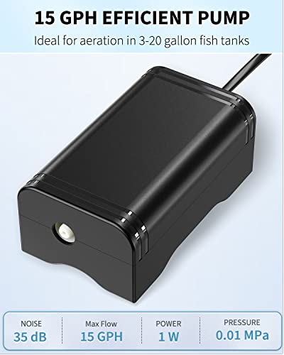 Pawfly Aquarium Air Pump with Nano Bio Sponge Filter Kit Air Control Valve Airline Tubing and Check Valve Accessories - style: 3-20 Gal