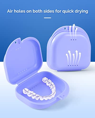 JMU 2 Pcs Retainer Case with Vent Holes, Orthodontic Storage Case | Purple and Pink, Dental Mouth Guard Holder, Travel Box for Aligner with Snap Lock - color: Purple/Pink